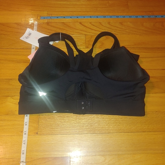 Black High Impact Women Sports Bra Front Closure Double Mesh Running Bra X-LARGE - Picture 7 of 10